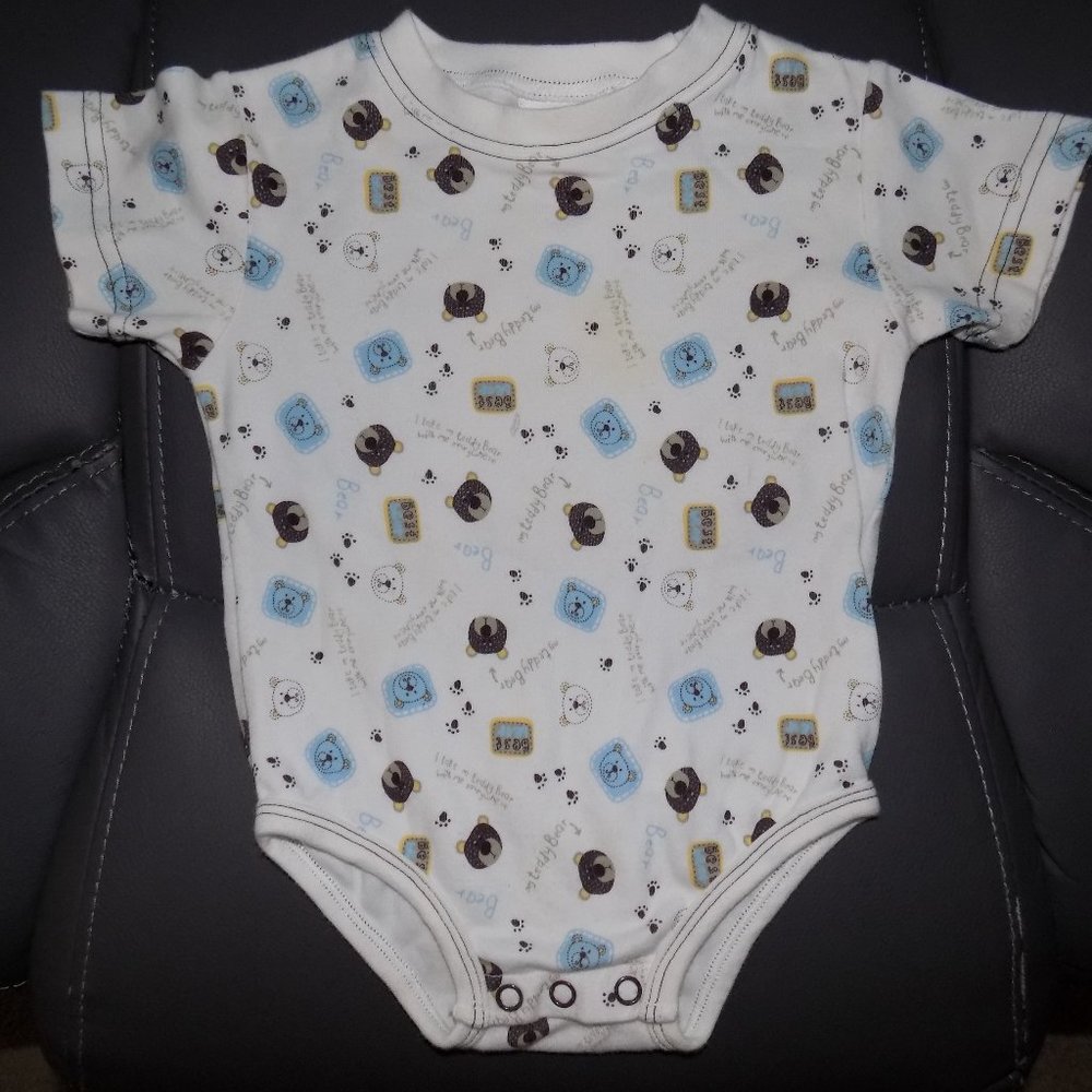 Little Legends Teddy Bear Print Snap Tee Shirt